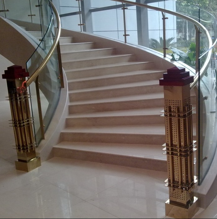 Stainless steel clip glass staircase handrail